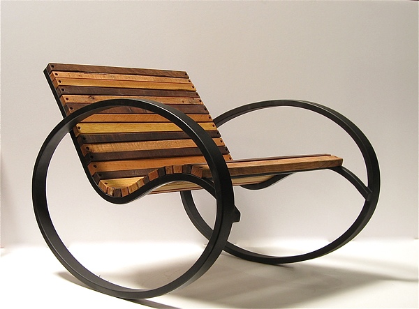 chaise à bascule bois acier design