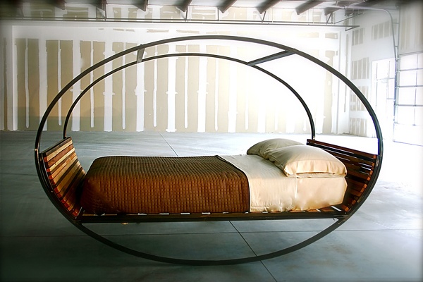  lit à bascule bois acier design