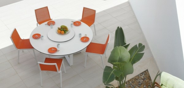 mobilier jardin blanc orange