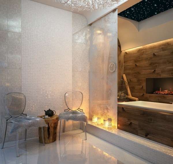 modèle salle de bain luxe déco bois