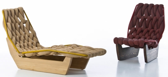 modele chaise longue bois laine