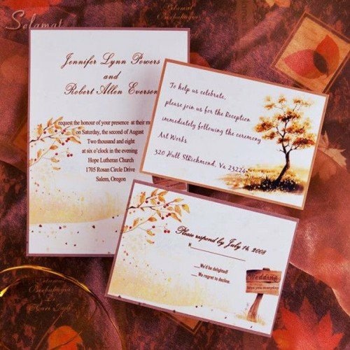 modèle carte invitation mariage automne