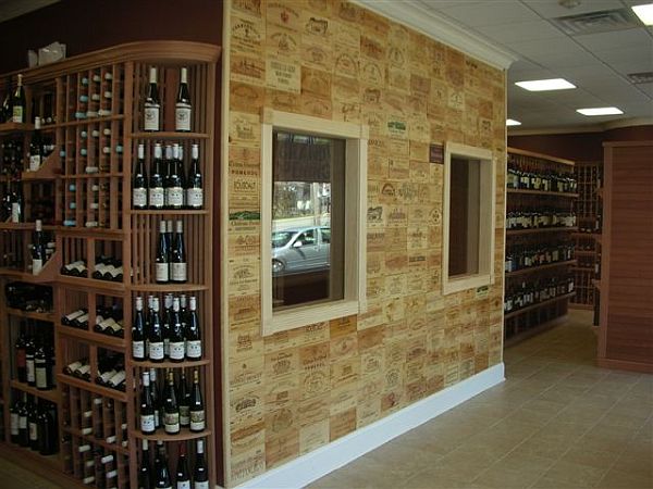 mur couvert bois caisses vin