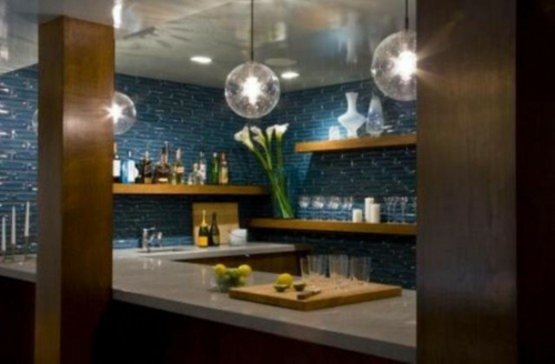 mur blue cuisine moderne