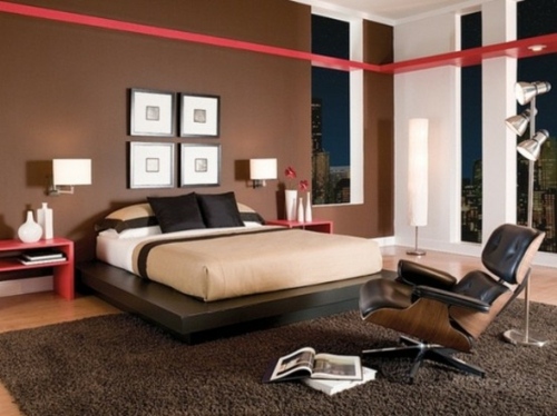 murs tapis brun chambre masculine lit comfortable