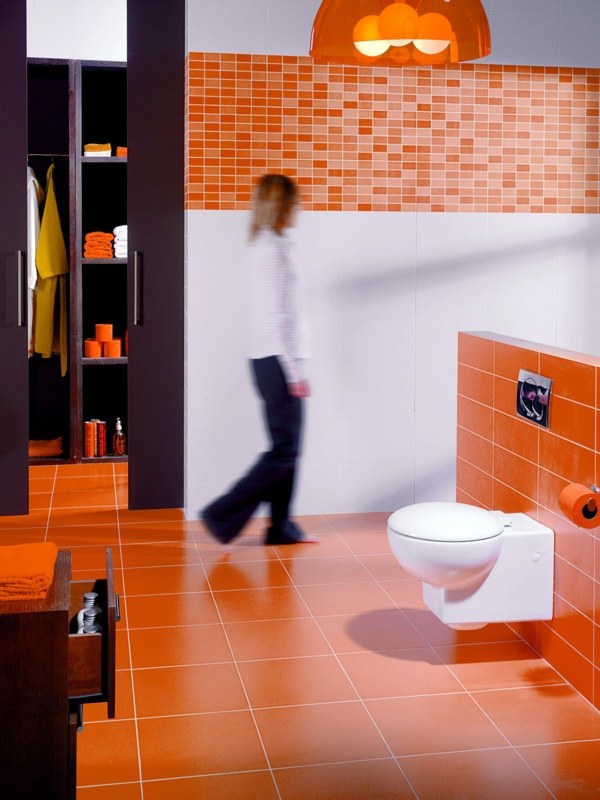 orange couleur prédominante salle bain