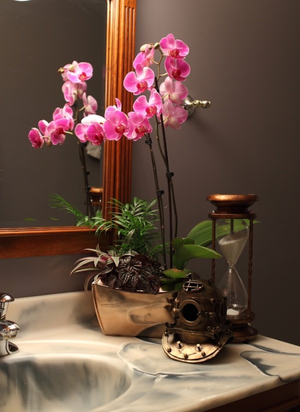 orchidee rose salle bain original