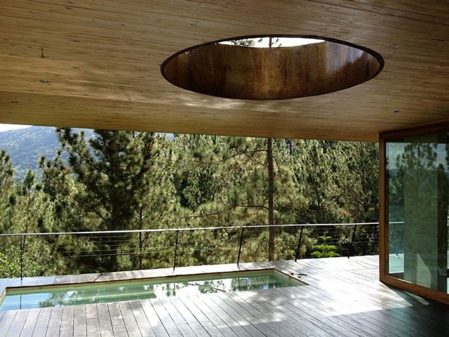 ouverture niveau plafond sur terrasse piscine