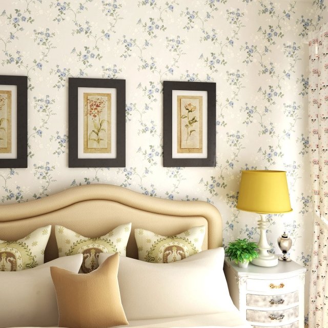 papier peint vintage motif-fleurs-chambre