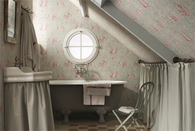 papier peint vintage salle bain Sanderson-Josette