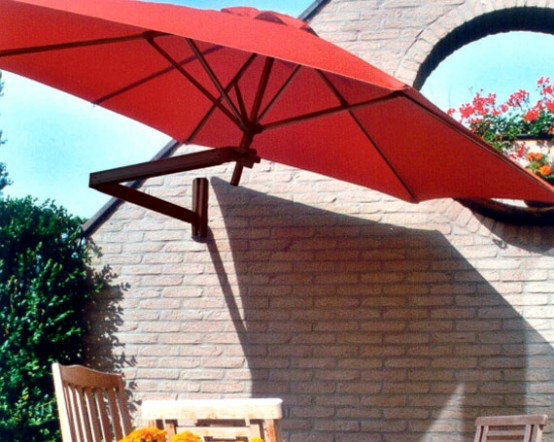 parasol mural Parapfex rouge terrasse jardin