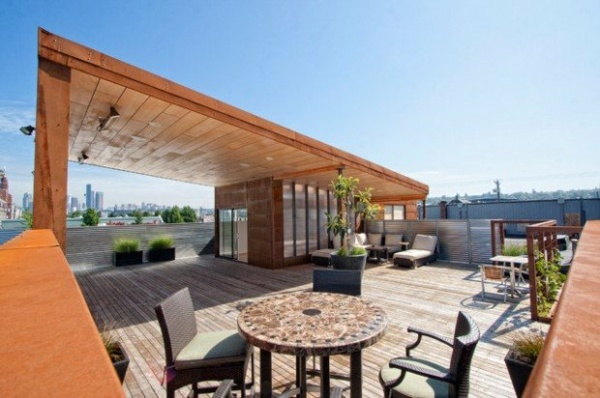 patio moderne bois aménagé belle vue ville