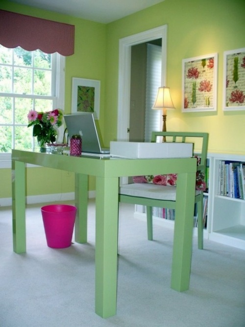 petit chambre feminine bureau vert claire