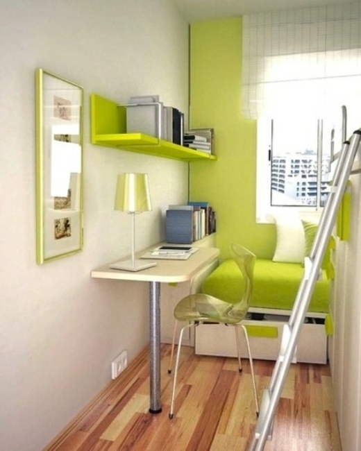 petit espace chambre bureau moderne vert