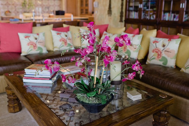 petit orchidee rose table basse salon