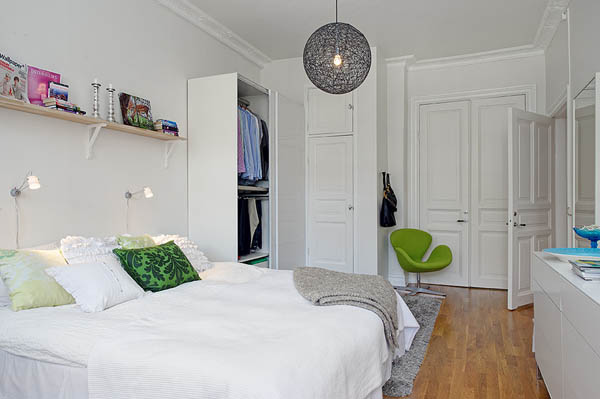petite chambre à coucher details verts