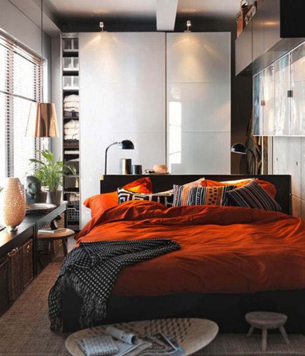petite chambre coucher orange moderne