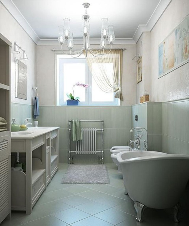 petite salle de bain vintage baignoire-sur-pieds