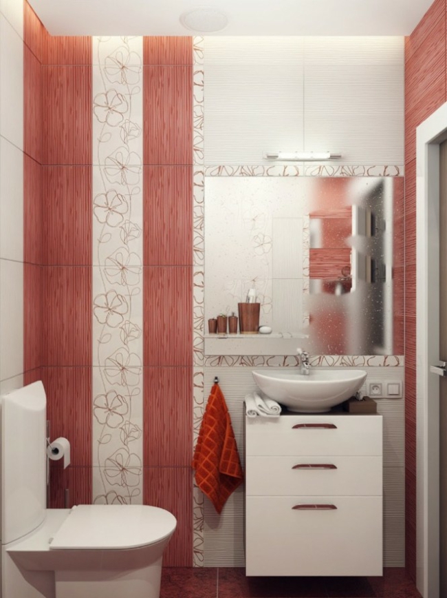 salle de bain petite astuces design blanc rouge