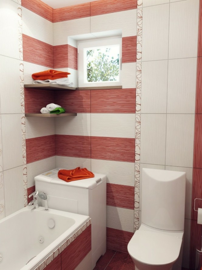 petite salle de bain design rouge blanc