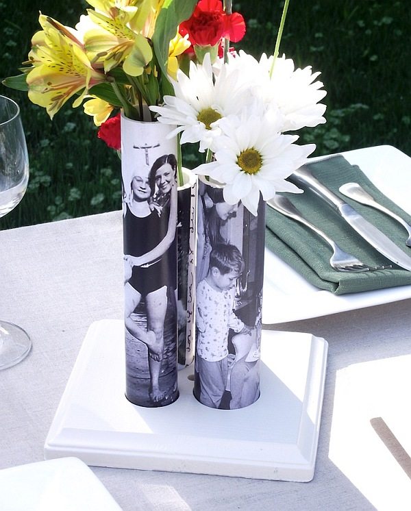 photos collees tubes pvc vases pour fleurs