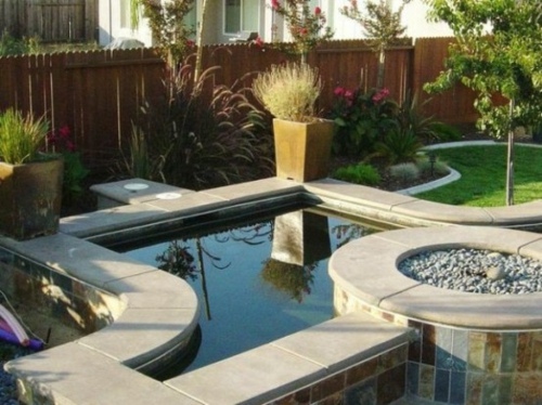 piscine jardin exterieur rebord courbe cloture