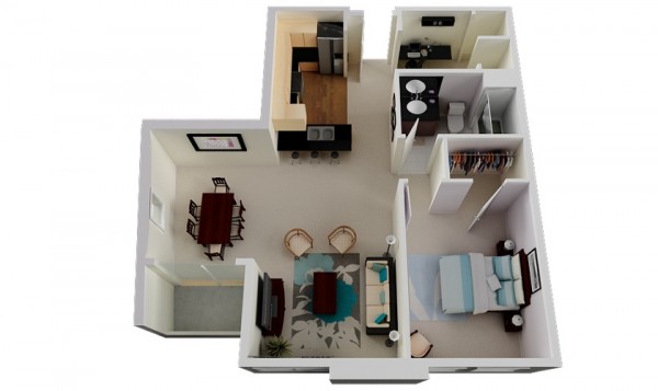 plan appartement avec grand espace de vie