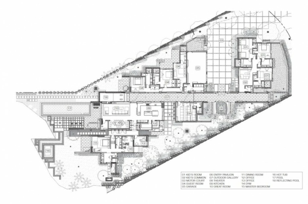 plan architectural détaillé résidence moderne