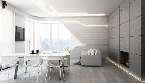Conception en blanc et gris appart minimaliste moderne intérieur