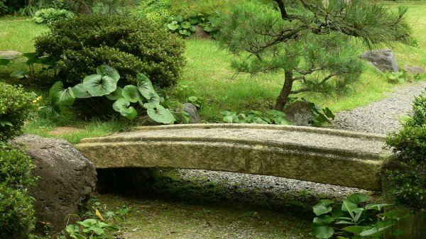 pont pierre jardins japonais étang