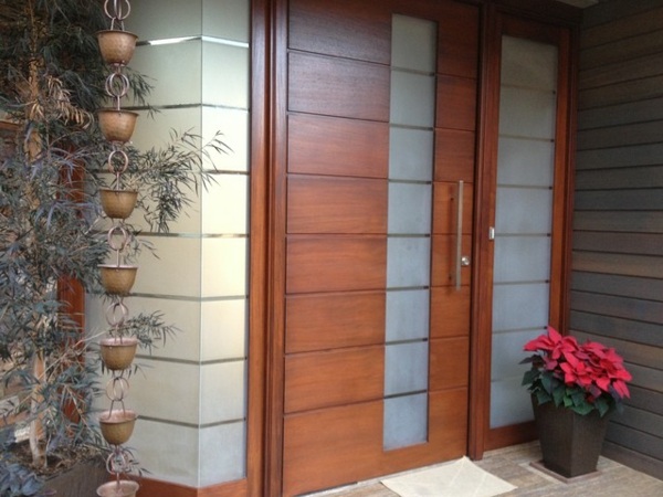 porte d'entrée pivotante bois verre