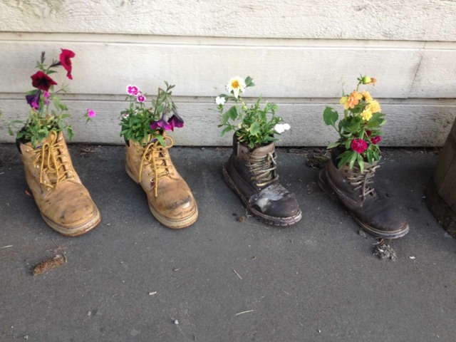 pot de fleurs chaussures jardin