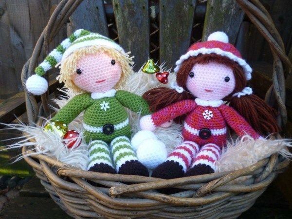 poupées tricot décoration noël vintage