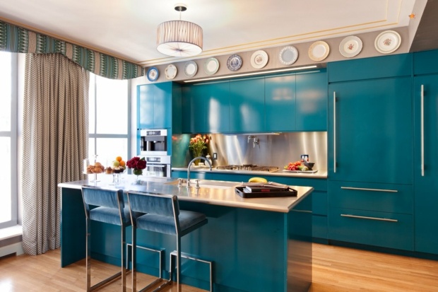 rénovation cuisine décoration bleue moderne