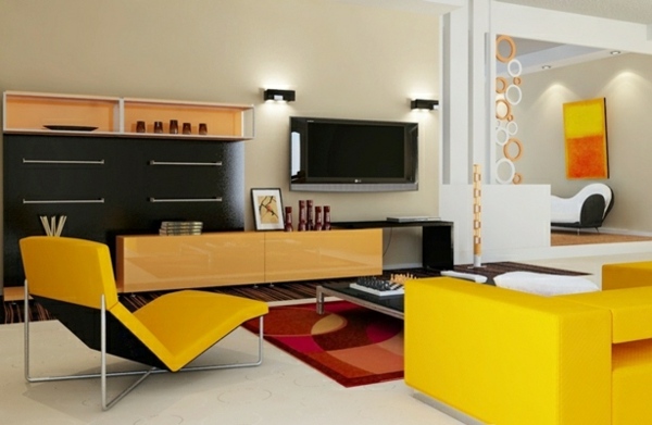 rétro jaune noir mobilier design