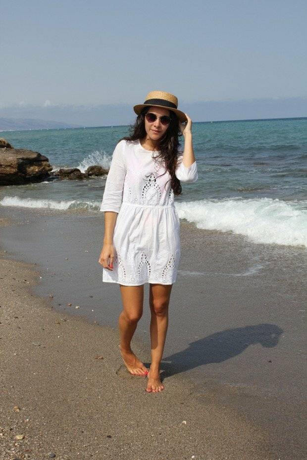robe plage blanche lin