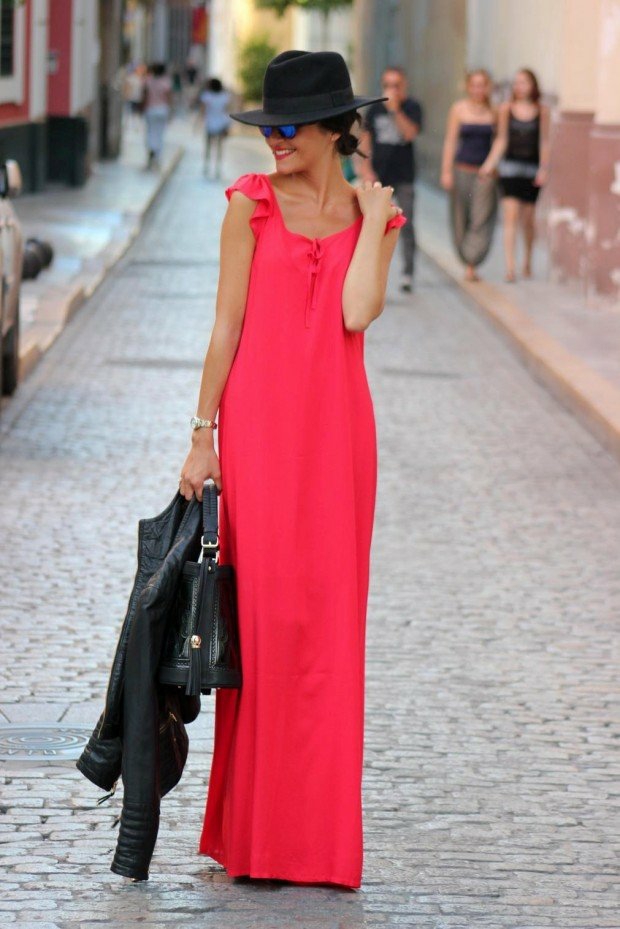 robes femme rouge longue decontractée
