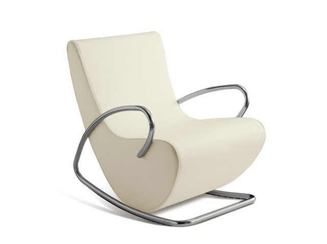 Chaise confortable en cuir blanc  modèle moderne