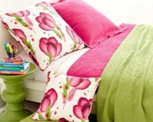 rose vert textile chambre inspiration