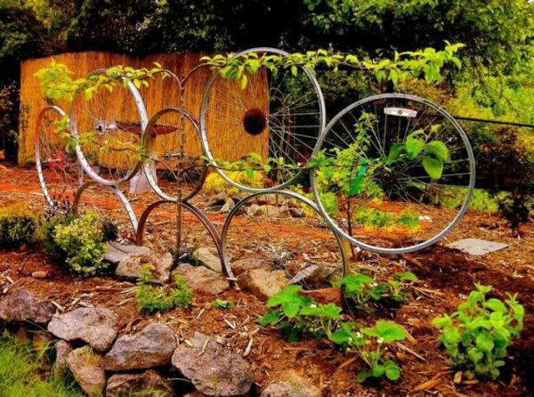 roues velo recycle deco jardin