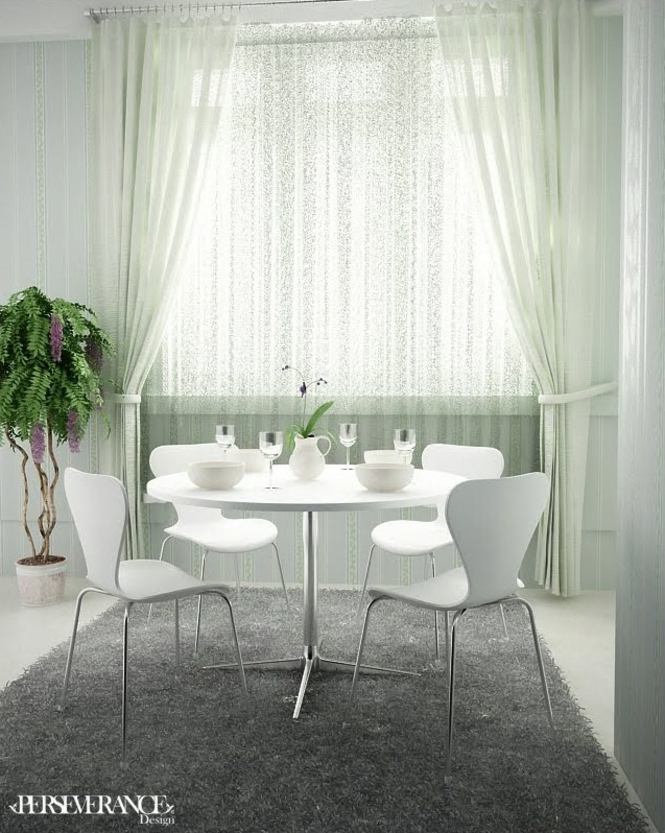 salle à manger accent blanc vert clair