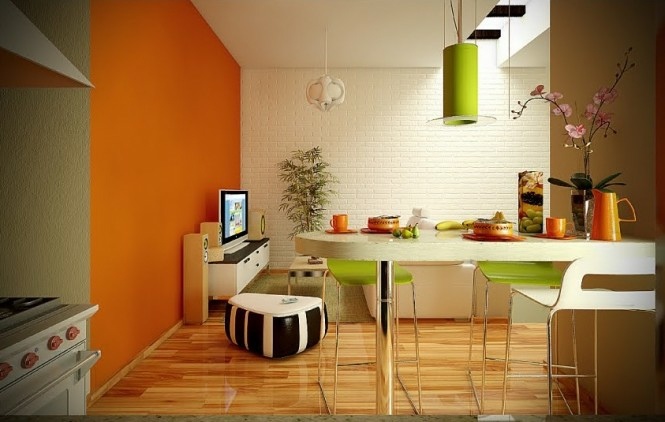salle à manger vert orange