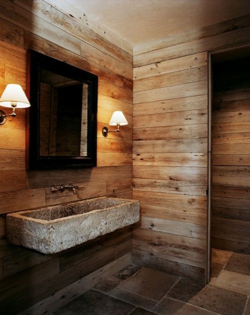 salle bain bois rustique