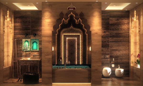 salle de bain de luxe baignoire-niche-orientale