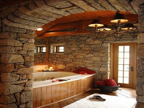 salle bain deco bois pierre