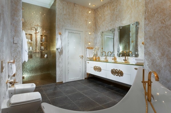salle bain deco dorée