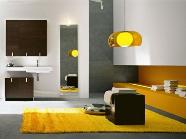 salle bain deco gris jaune