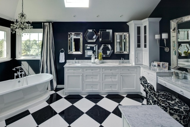 salle de bain design Parisian-Bath-sol-damier-miroirs
