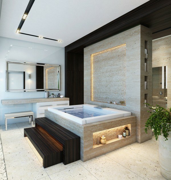 salle bain luxe baignoire moderne