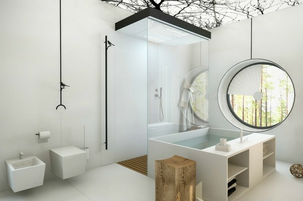 salle bain luxe noir blanc deco